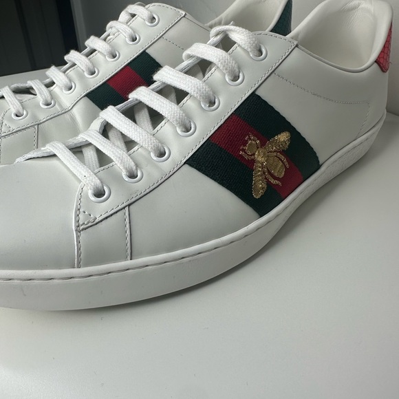 Gucci Mens Ace Low Too Embroidered White Leather Size 11 Sneaker. Like NEW - Picture 5 of 9